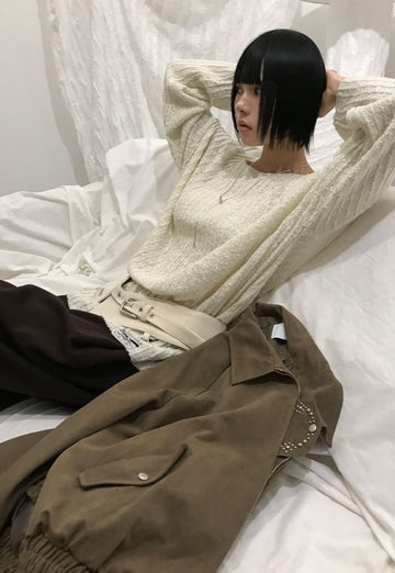 LOOSE BOUCLE DAMAGE KNIT